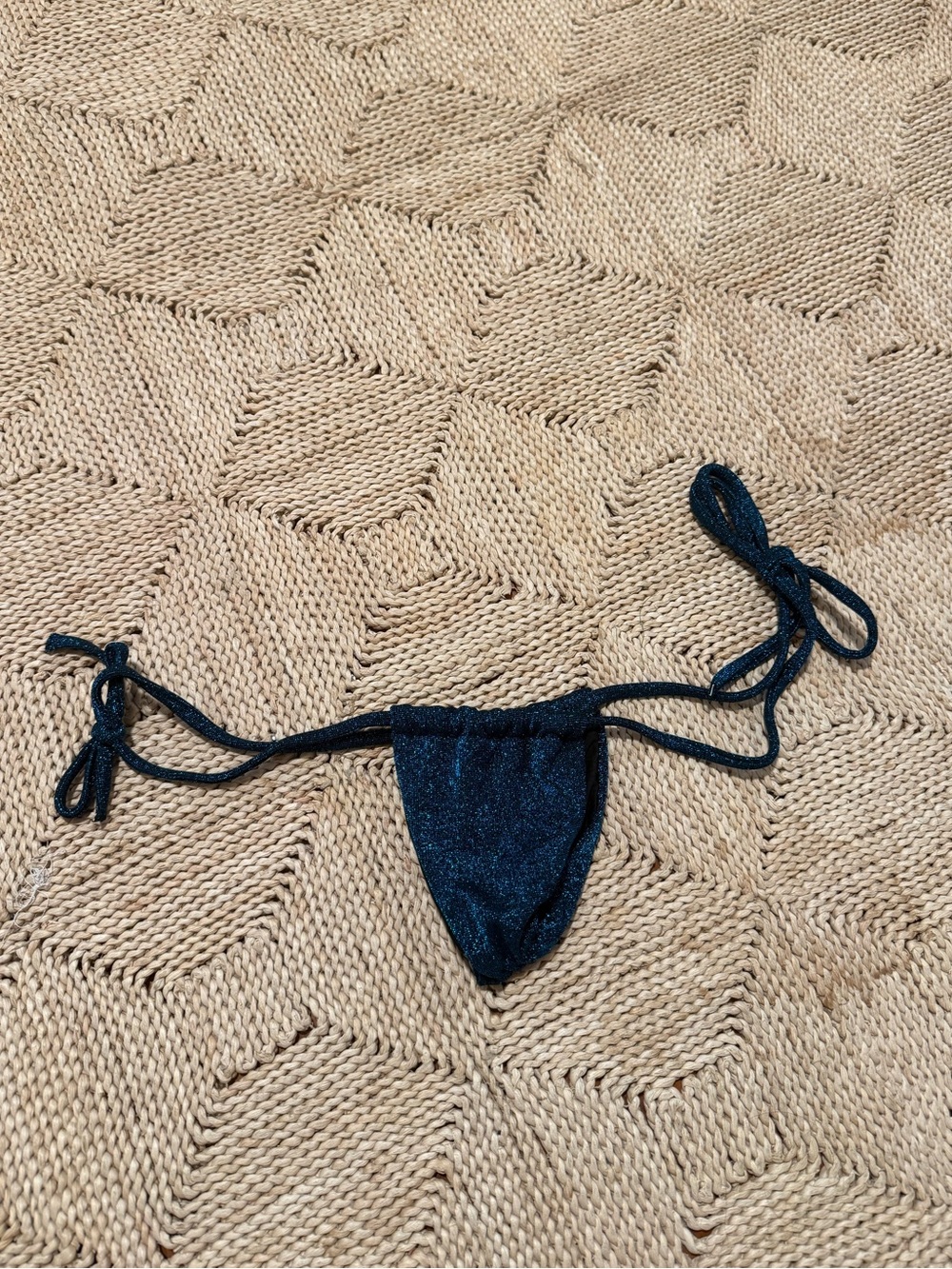 Princess Polly Jenner Tie Side Ruched Bikini Bottoms in dark glitter - Size US 0